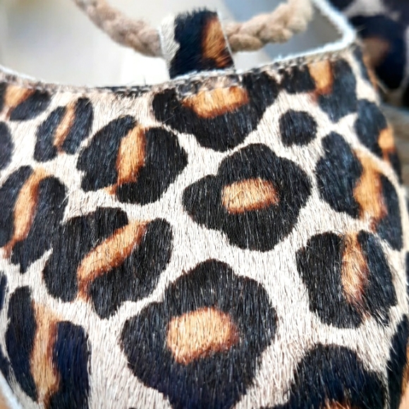 NWOT ANN TAYLOR LEATHER LEOPARD PRINT ESPADRILLE WEDGE SHOES - Picture 5 of 10